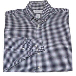 Brooks Brothers Dress Shirt Blue White Gingham Check Men's Size 15 X 32/33